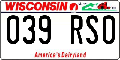 WI license plate 039RSO