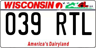 WI license plate 039RTL