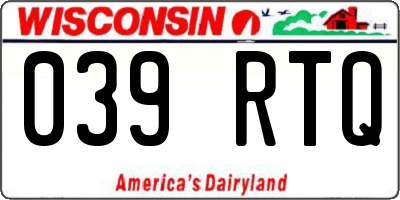 WI license plate 039RTQ