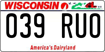 WI license plate 039RUO