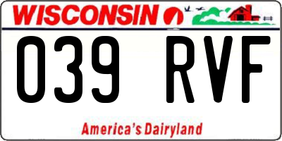 WI license plate 039RVF