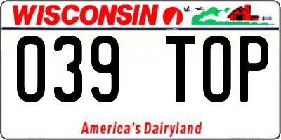WI license plate 039TOP