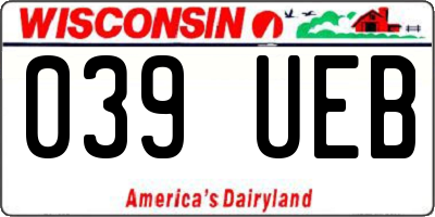 WI license plate 039UEB