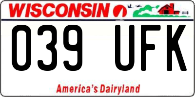 WI license plate 039UFK