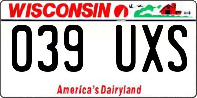 WI license plate 039UXS