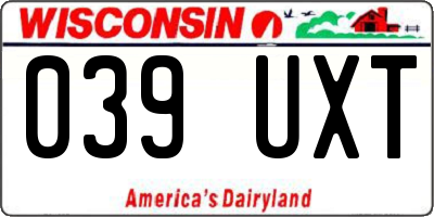 WI license plate 039UXT