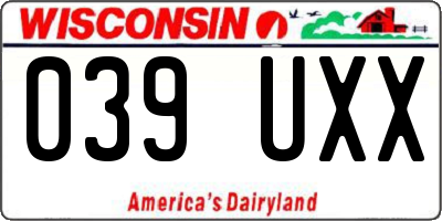 WI license plate 039UXX