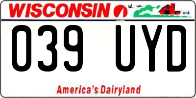 WI license plate 039UYD