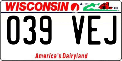 WI license plate 039VEJ