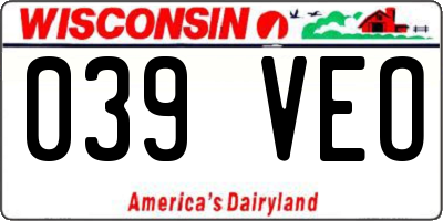 WI license plate 039VEO