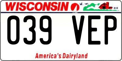 WI license plate 039VEP