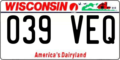 WI license plate 039VEQ