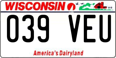 WI license plate 039VEU