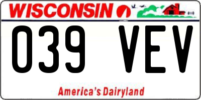 WI license plate 039VEV