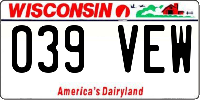 WI license plate 039VEW