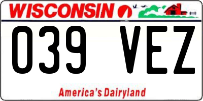 WI license plate 039VEZ