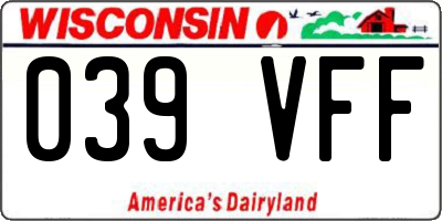 WI license plate 039VFF