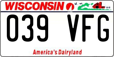 WI license plate 039VFG