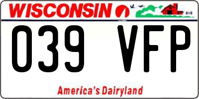 WI license plate 039VFP