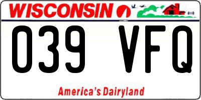WI license plate 039VFQ