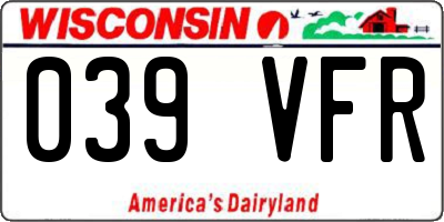WI license plate 039VFR