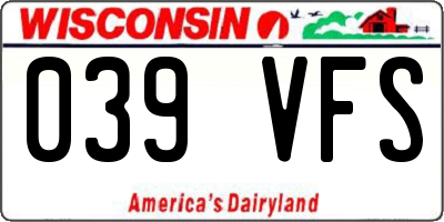 WI license plate 039VFS