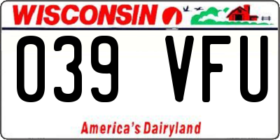 WI license plate 039VFU