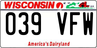 WI license plate 039VFW