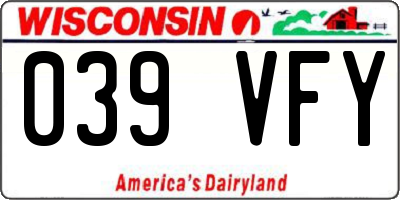WI license plate 039VFY