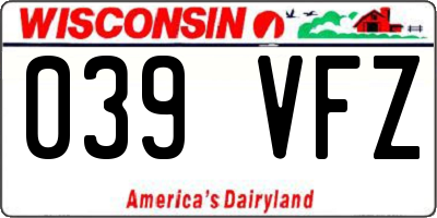 WI license plate 039VFZ