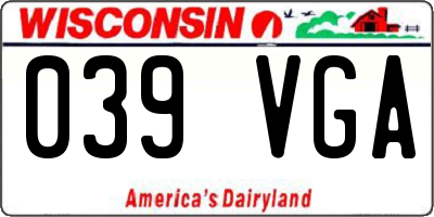 WI license plate 039VGA