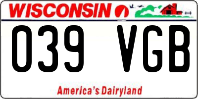 WI license plate 039VGB