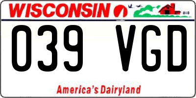 WI license plate 039VGD