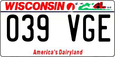 WI license plate 039VGE