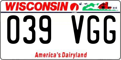 WI license plate 039VGG