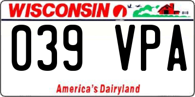 WI license plate 039VPA
