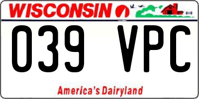 WI license plate 039VPC