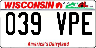 WI license plate 039VPE