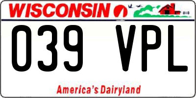 WI license plate 039VPL