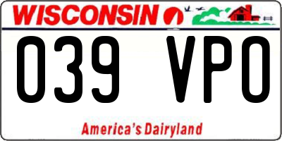 WI license plate 039VPO