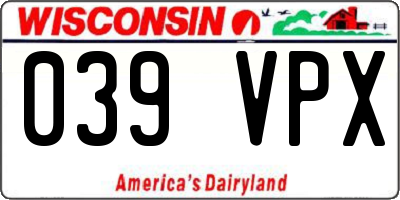 WI license plate 039VPX