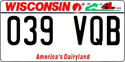 WI license plate 039VQB