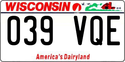 WI license plate 039VQE