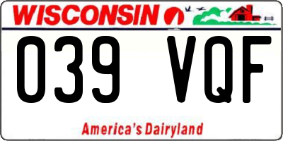 WI license plate 039VQF