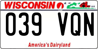 WI license plate 039VQN