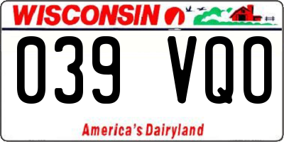 WI license plate 039VQO
