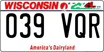 WI license plate 039VQR