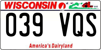 WI license plate 039VQS