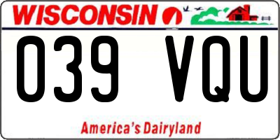 WI license plate 039VQU