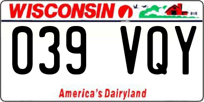 WI license plate 039VQY